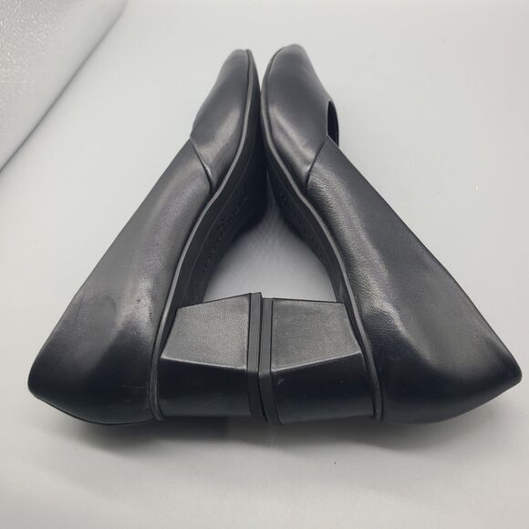 Paul Green Witt Black Leather Pointed Toe Pump Size US 10 Mid Block Heels New - Picture 8 of 12